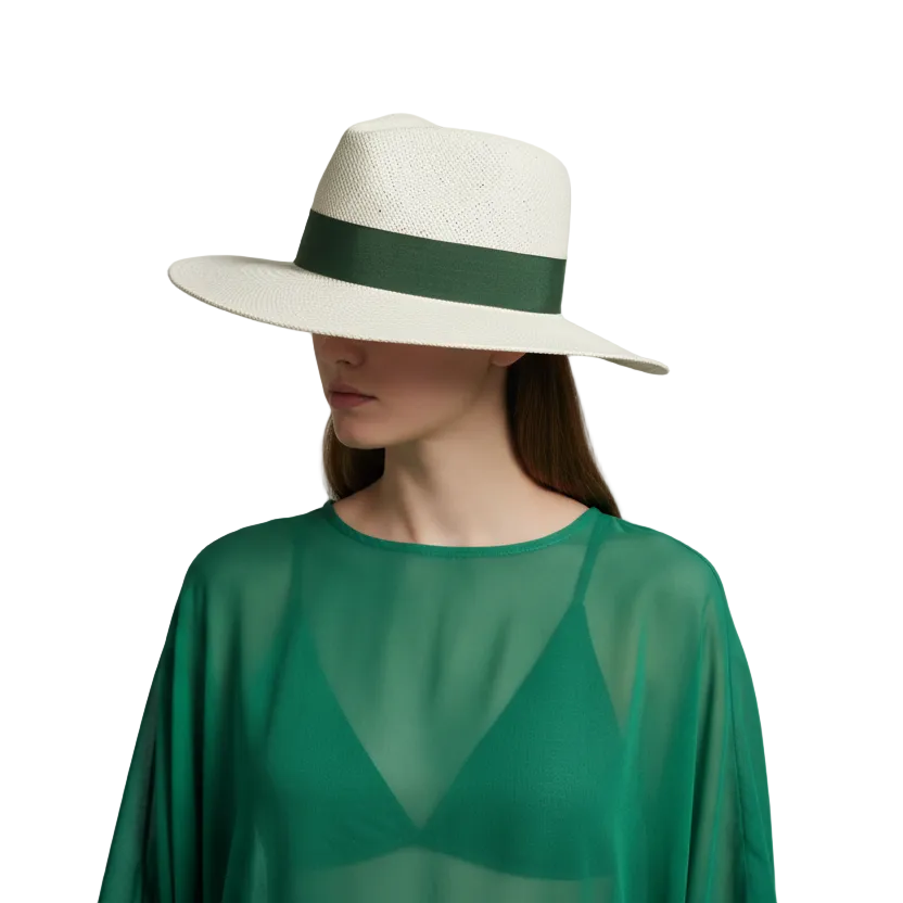 Woven Panama Straw Fedora hat