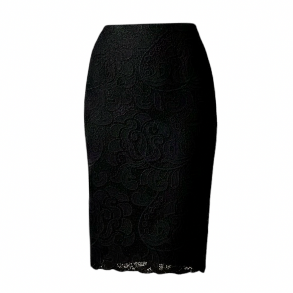 Lace Pencil Skirt – Floral Textured Slim Fit