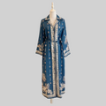 Women’s Blue Linen Long Sleeve Midi Dress