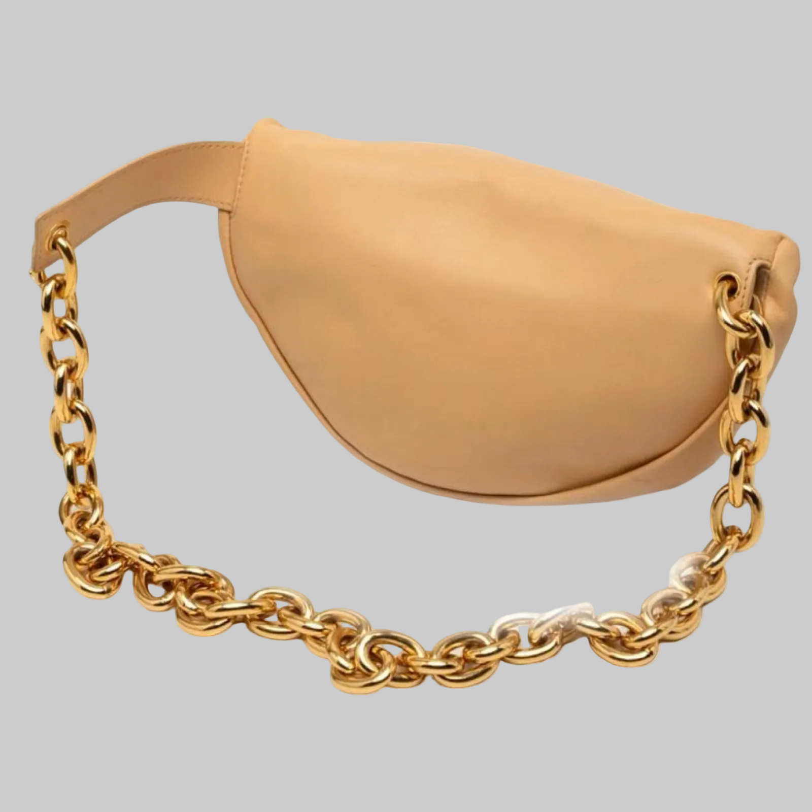 Bottega Veneta The Chain Pouch Beige Leather Shoulder Bag Authentic Previously Owned