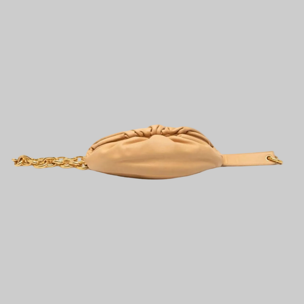 Bottega Veneta The Chain Pouch Beige Leather Shoulder Bag Authentic Previously Owned