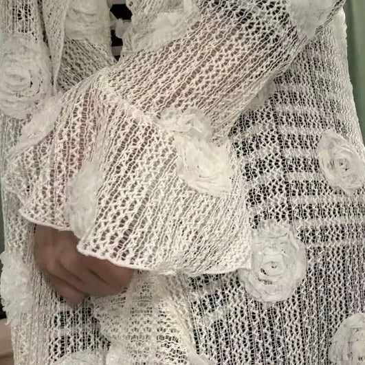 White Ruffle Knit Maxi Cover-Up | L’LUXE Resort • Wear