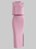 Women’s Sleeveless Two-Piece Midi Skirt Set