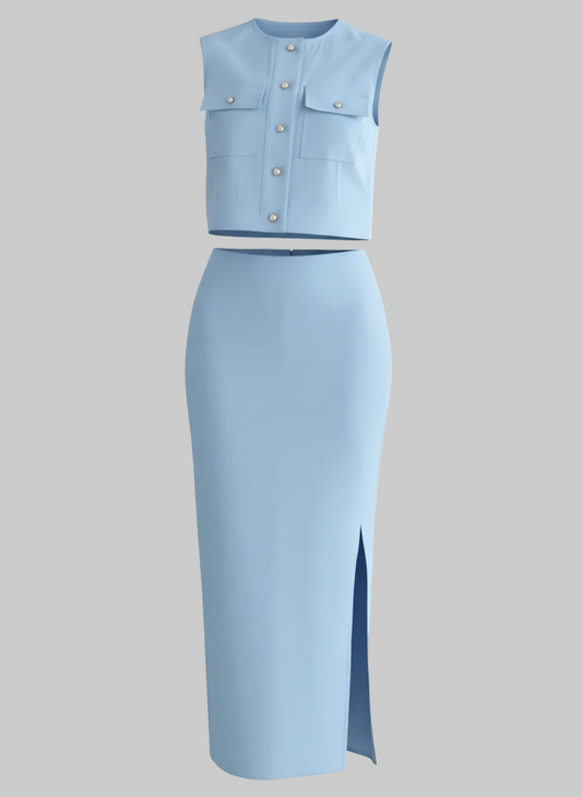 Sleeveless Two-Piece Midi Skirt Set | L’LUXE Matching Sets