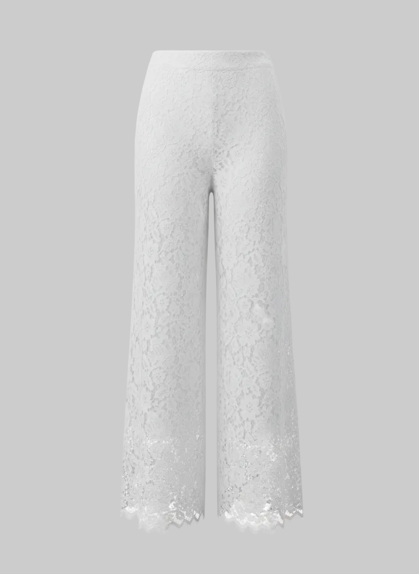 Lace Wide Leg Trousers High Waist Cropped Pants | Curve | L’LUXE Pants