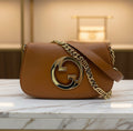 Gucci Blondie 2-Way Shoulder Bag Leather Caramel Authentic Previously Owned