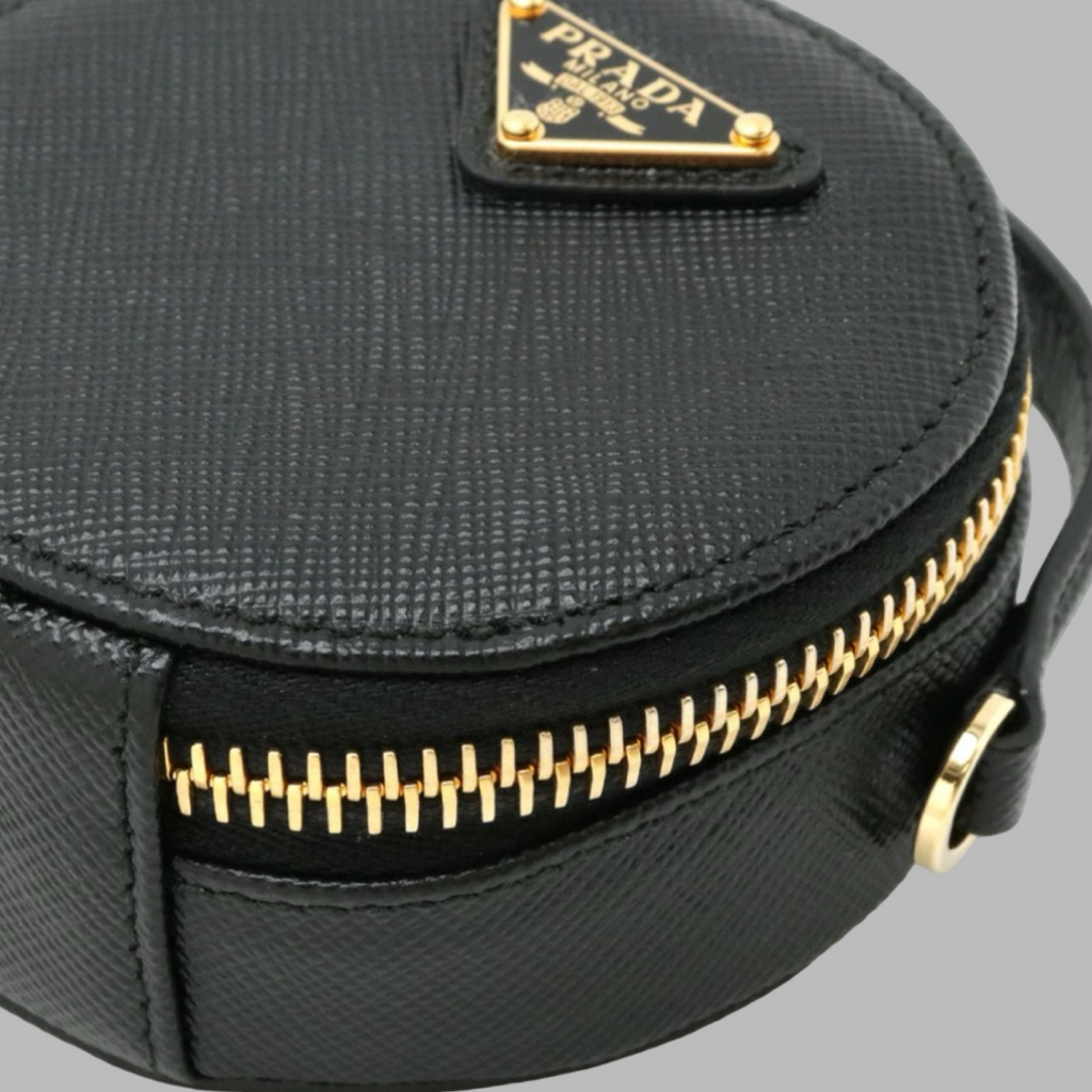 Prada Saffiano Mini Pouch with Chain Shoulder Strap Authentic Previously Owned