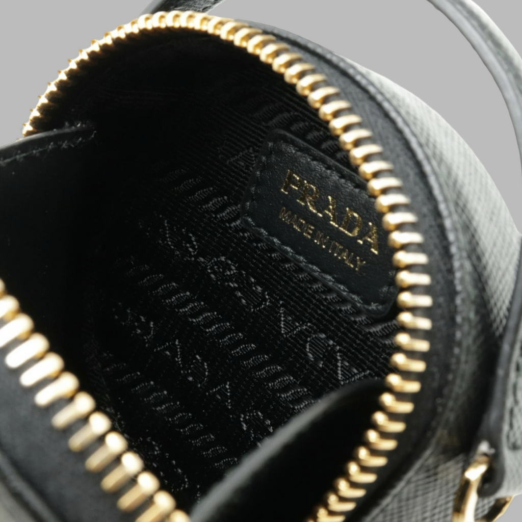 Prada Saffiano Mini Pouch with Chain Shoulder Strap Authentic Previously Owned