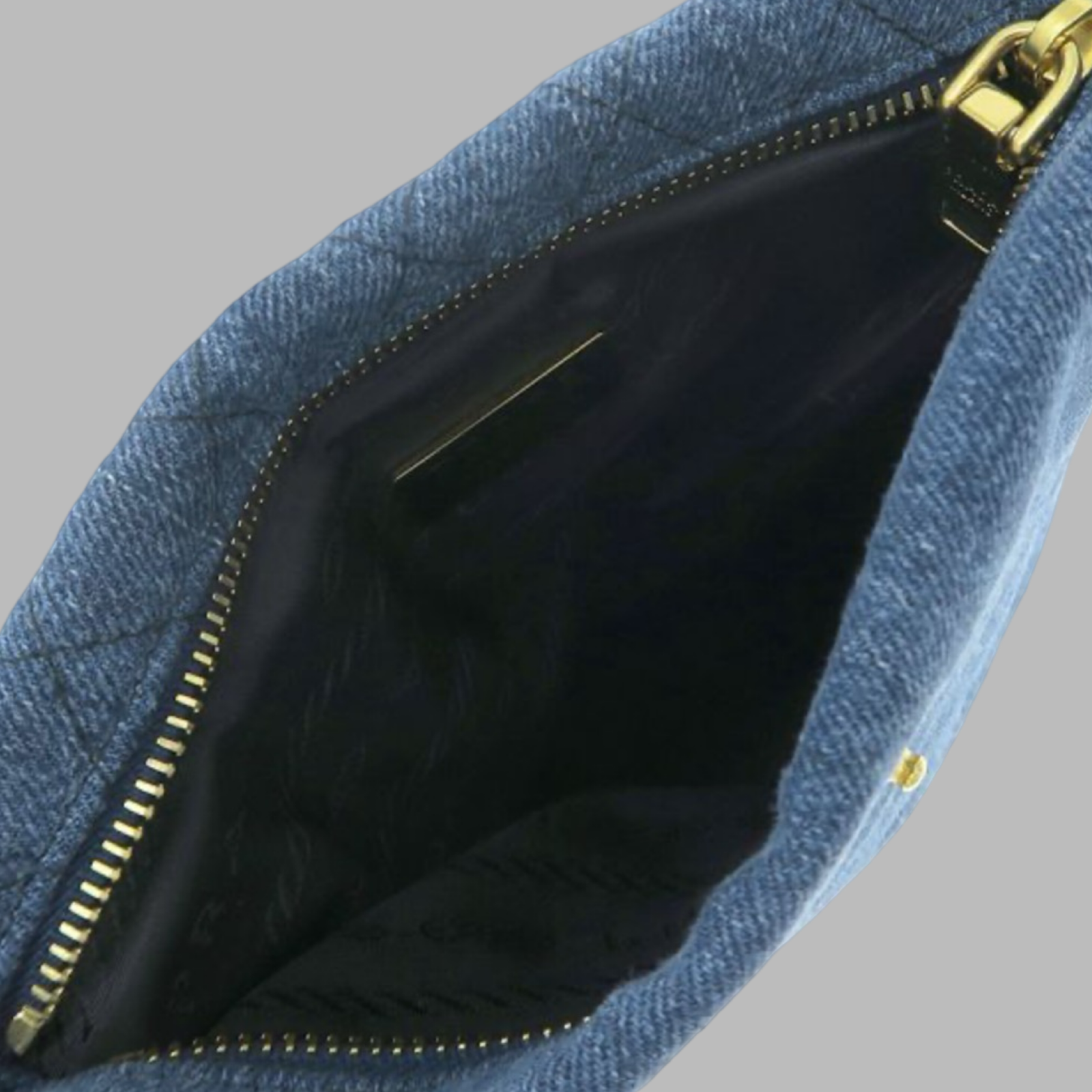 Prada Denim Clutch Blue Floral Embroidery Authentic Previously Owned