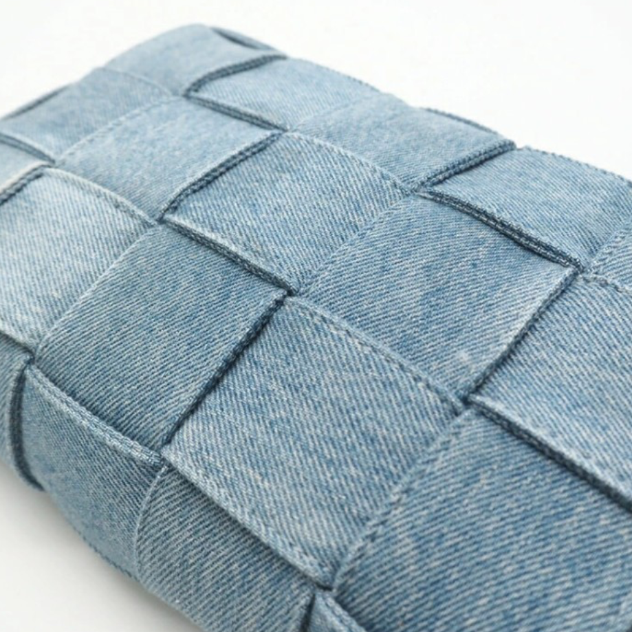 Bottega Veneta Maxi Intrecciato Denim Shoulder Bag Authentic Previously Owned