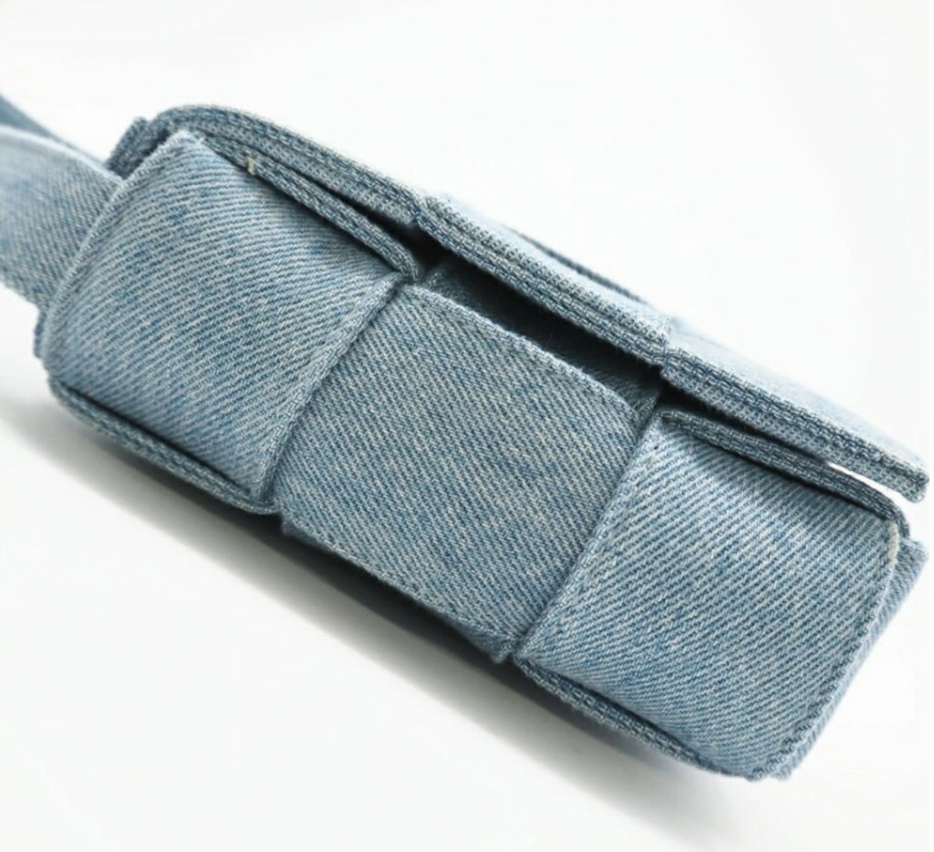 Bottega Veneta Maxi Intrecciato Denim Shoulder Bag Authentic Previously Owned