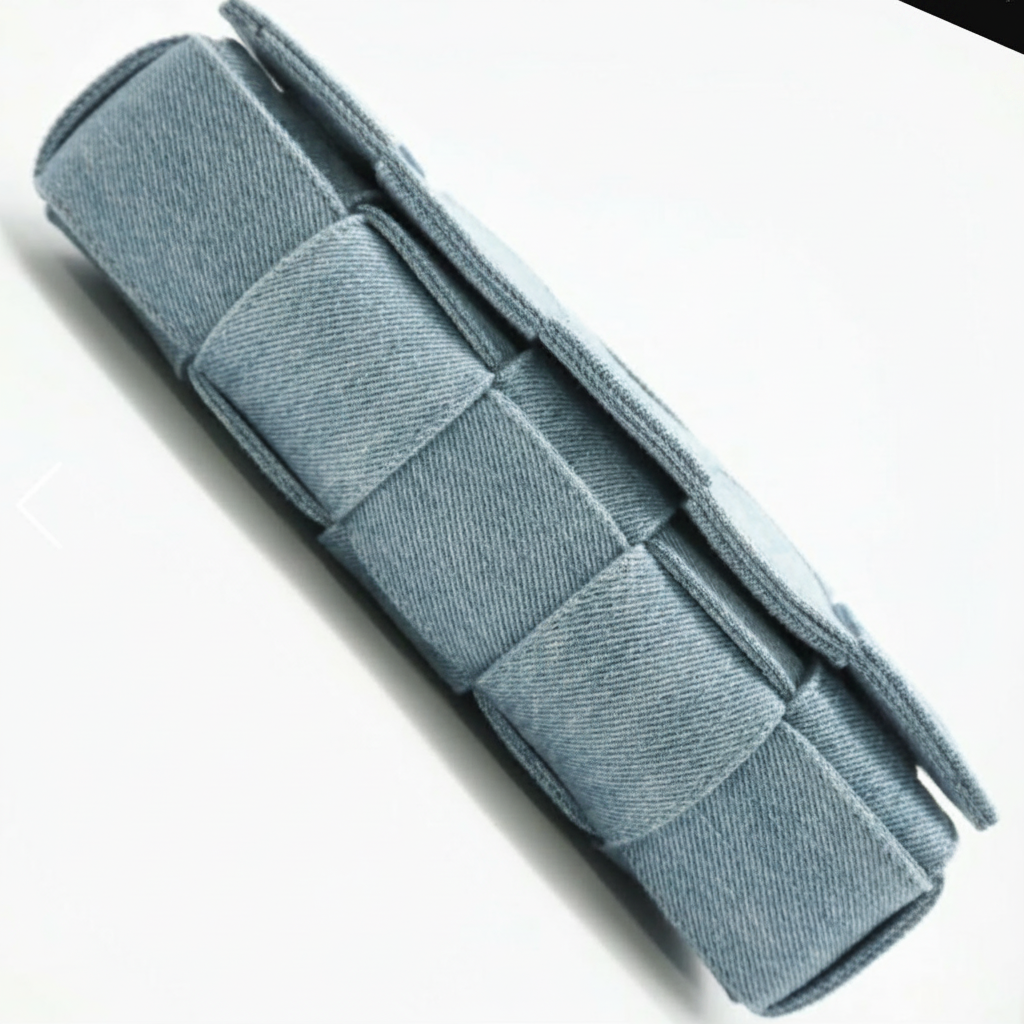Bottega Veneta Maxi Intrecciato Denim Shoulder Bag Authentic Previously Owned
