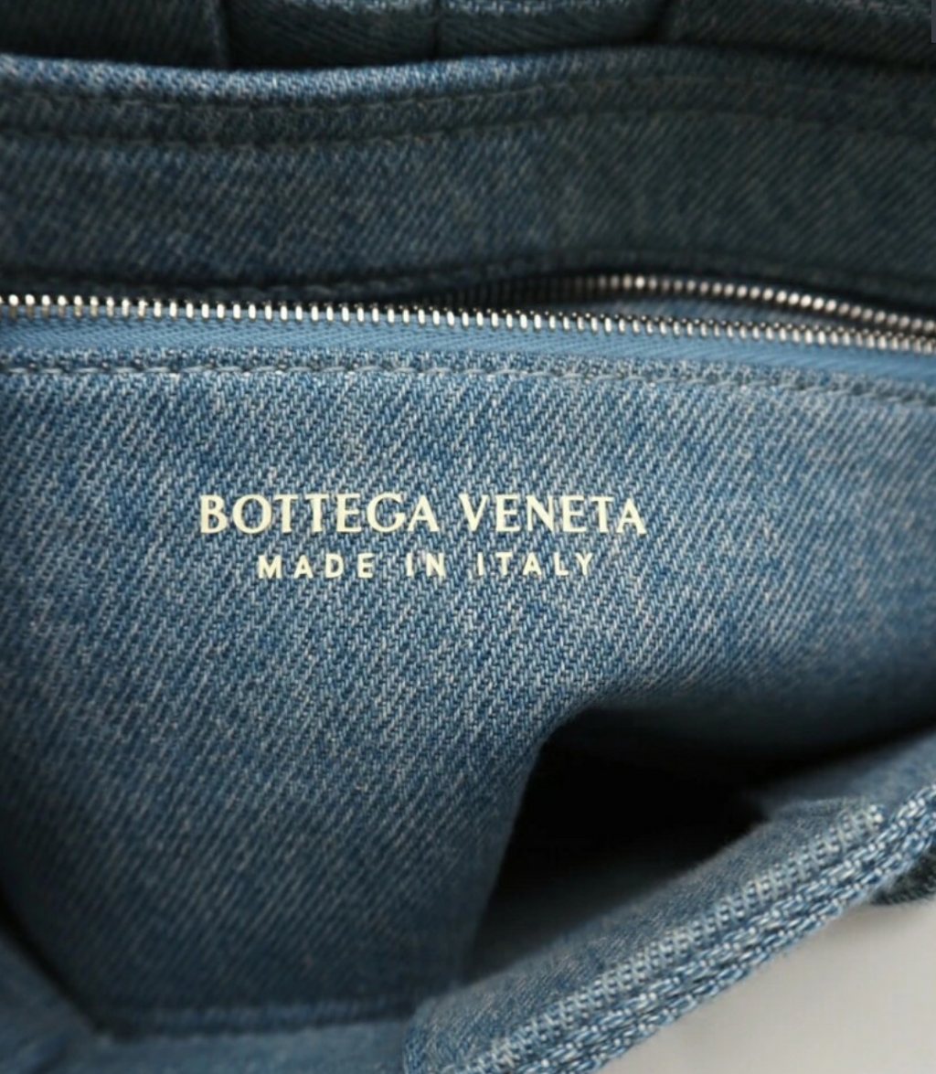 Bottega Veneta Maxi Intrecciato Denim Shoulder Bag Authentic Previously Owned