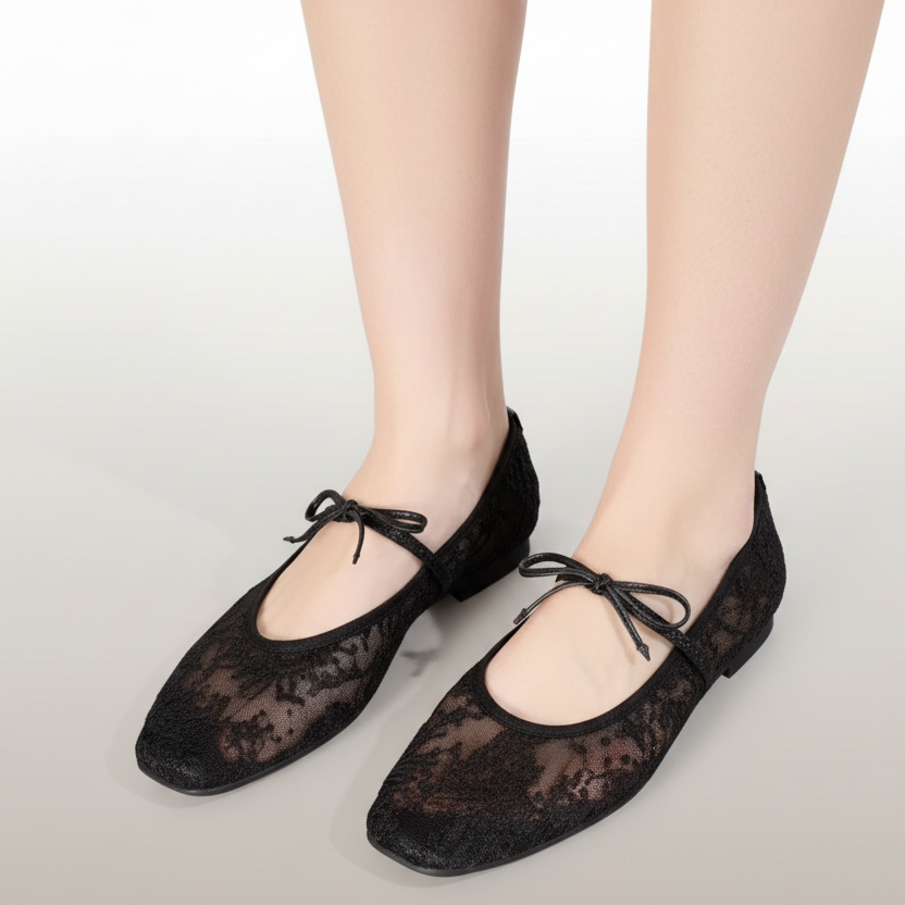 Lace Mesh Mary Jane Flats