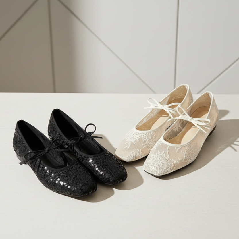 Lace Mesh Mary Jane Flats