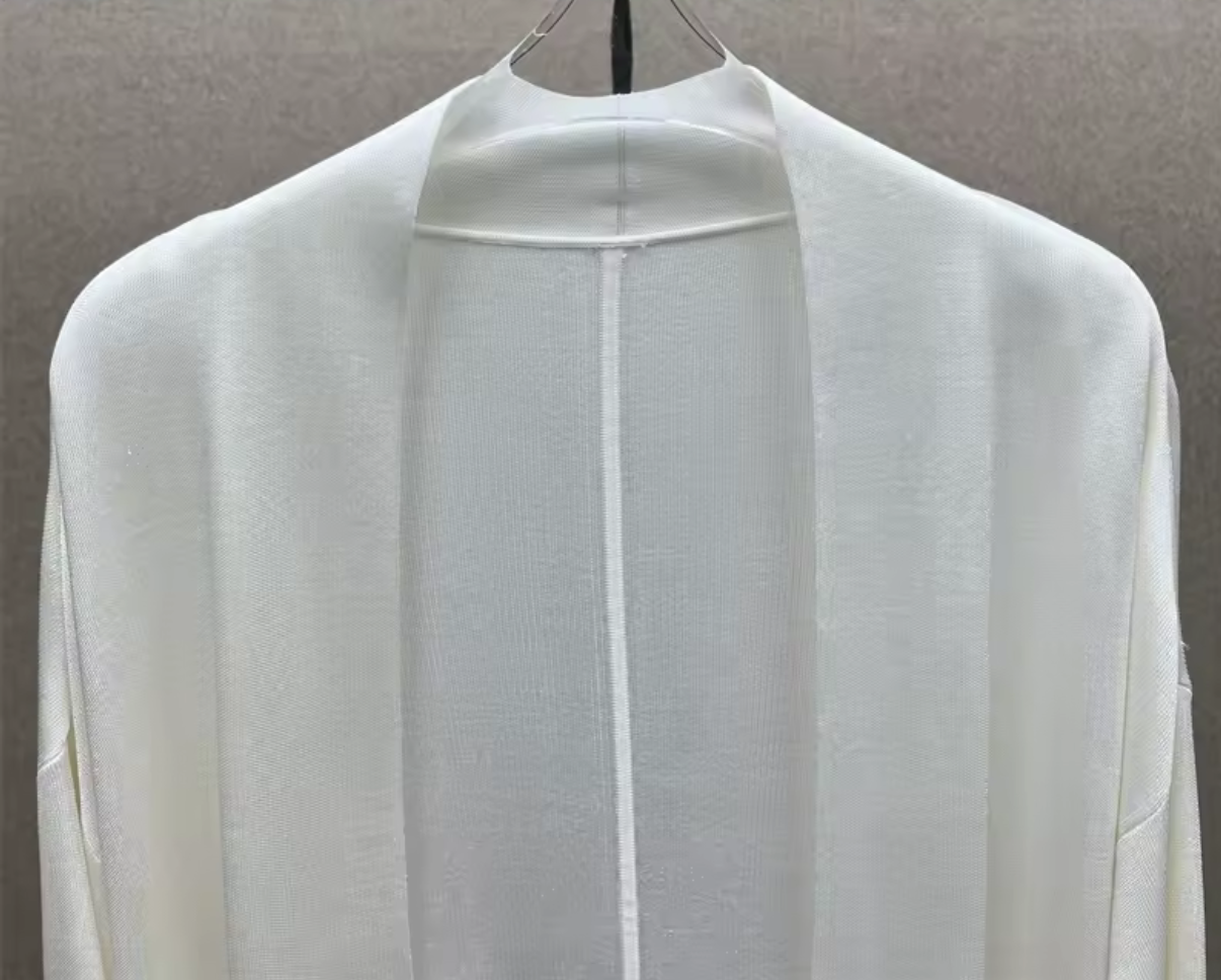 White Long Knit Open-Front Cardigan – Size M  – Lightweight Viscose Blend