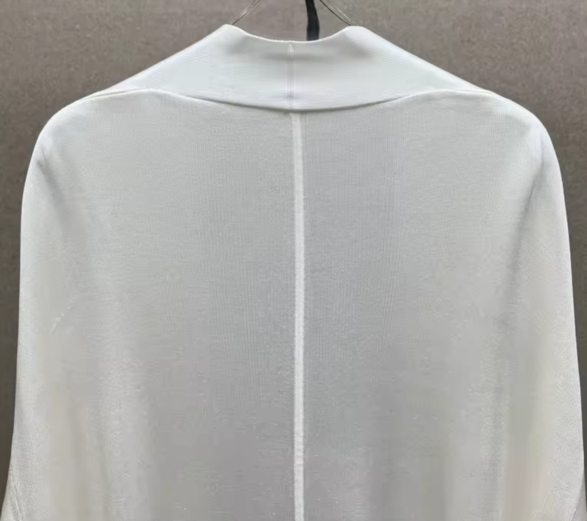 White Long Knit Open-Front Cardigan – Size M  – Lightweight Viscose Blend