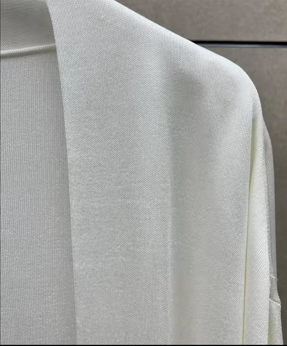 White Long Knit Open-Front Cardigan – Size M  – Lightweight Viscose Blend