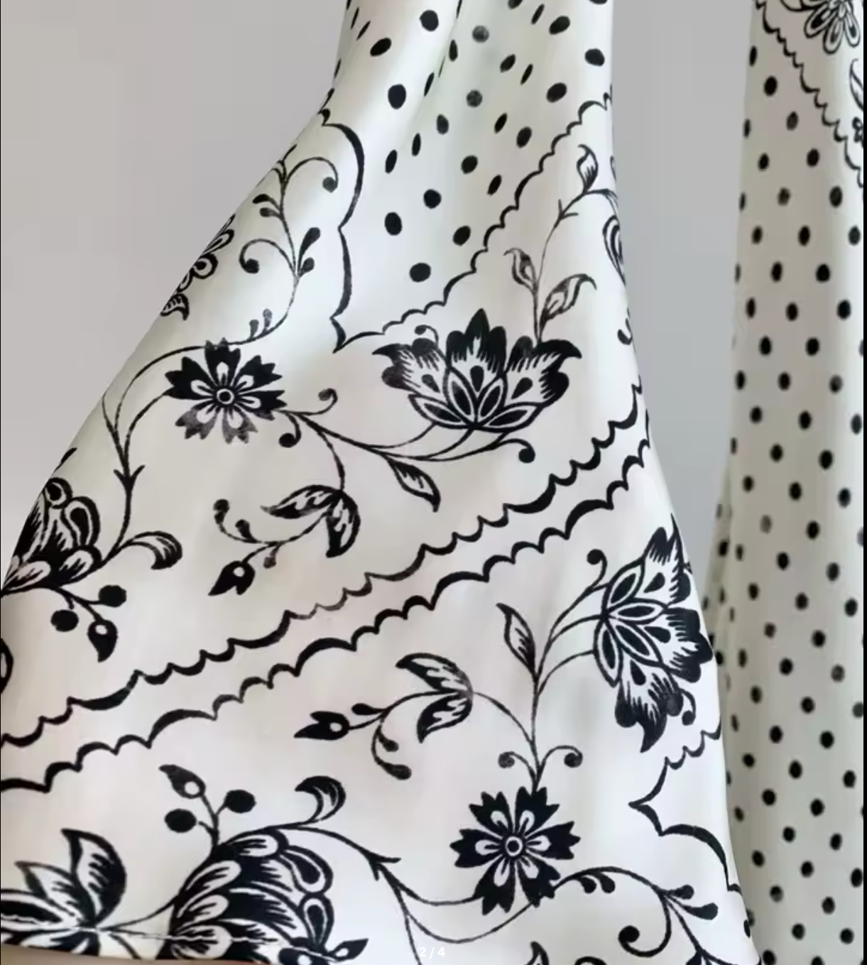 Beige Silk Polka Dot Maxi Dress – Boat Neck Long Sleeve Bias Cut Gown