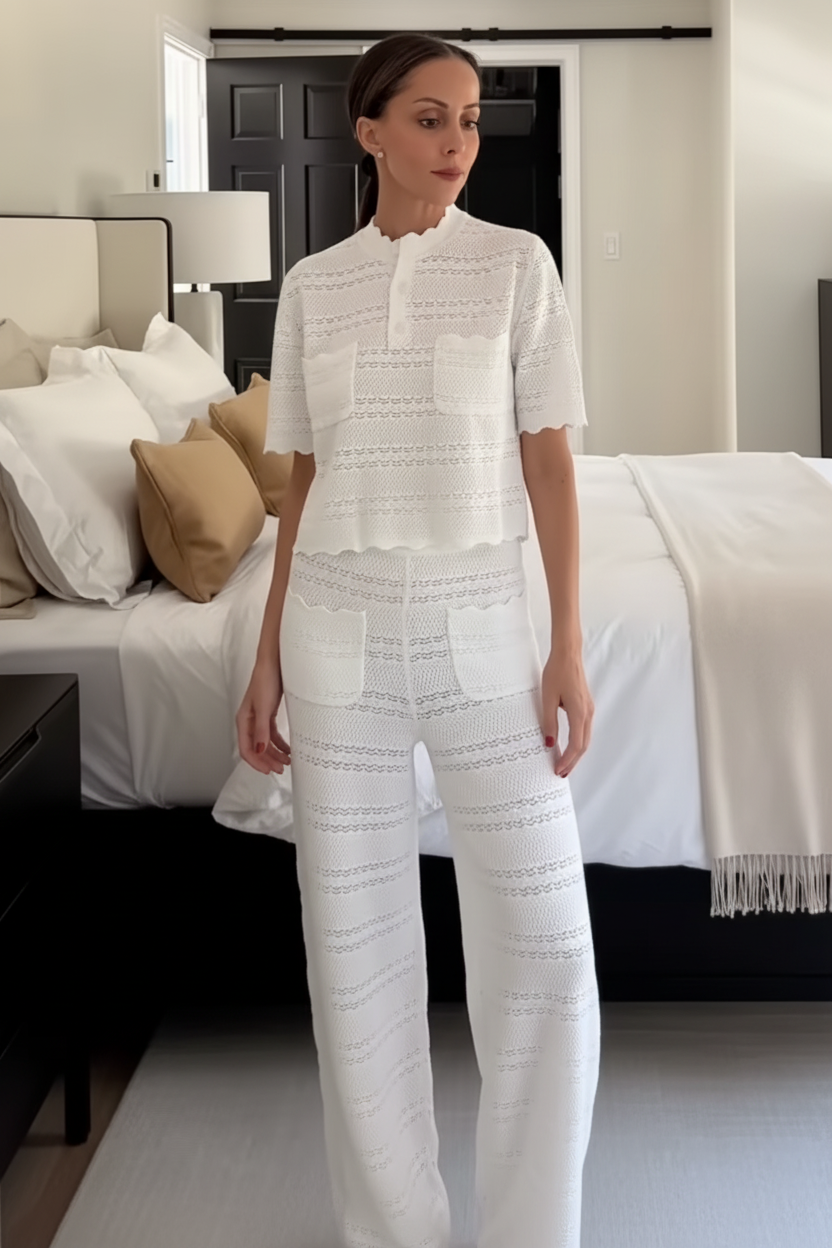 Knit Top & Wide Leg Pants Two-Piece Set