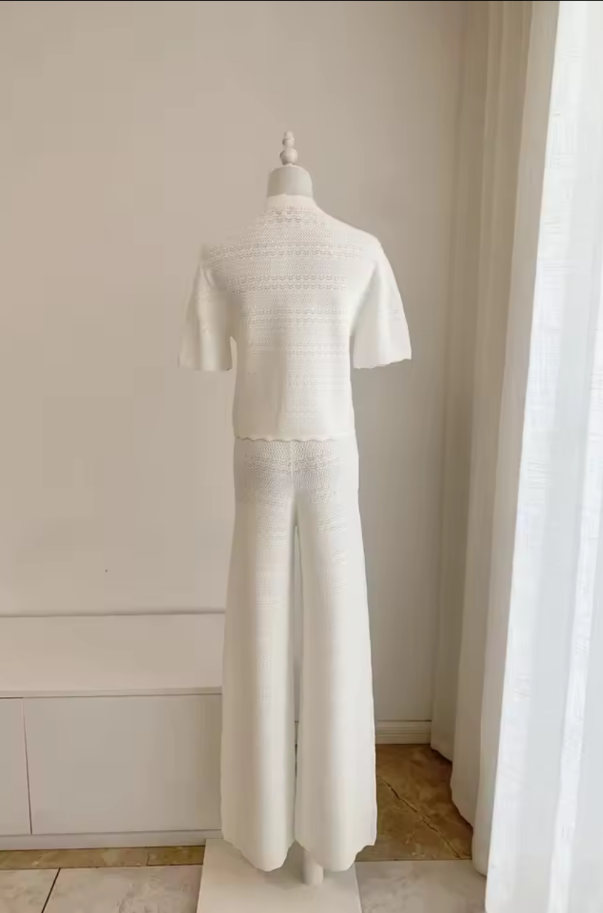 Knit Top & Wide Leg Pants Two-Piece Set
