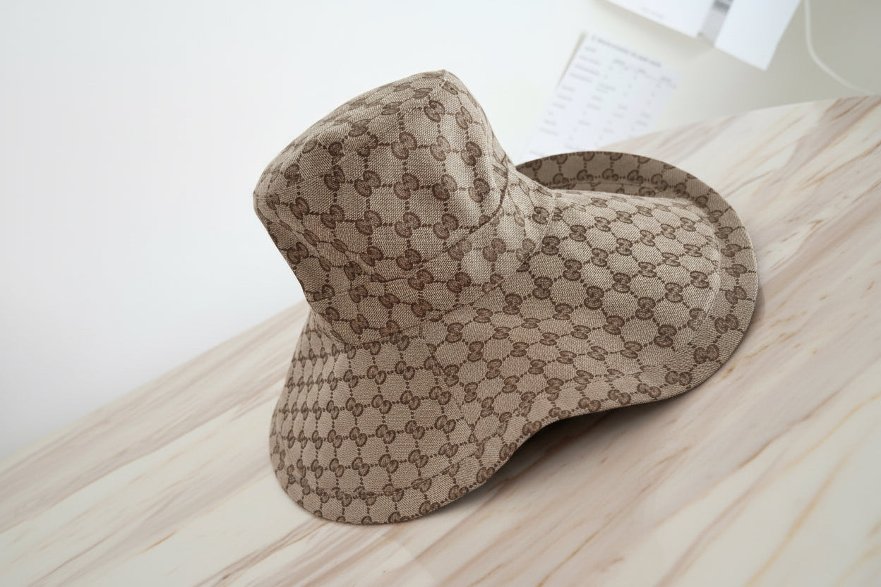 GUCCI – GG Canvas Wide-Brim Hat – 100% Authentic Previously Owned
