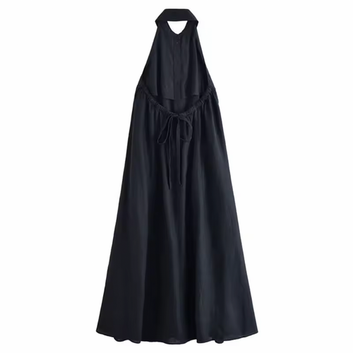 Black Minimalist Maxi Sleeveless Dress