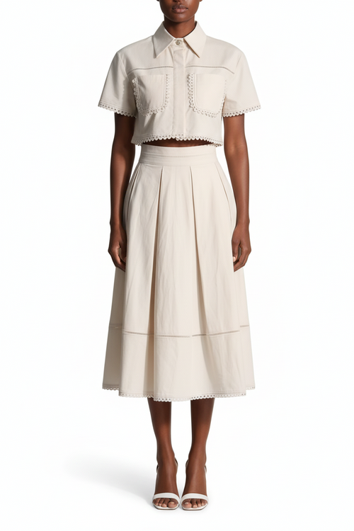 A-Lined Skirt & Lapel Top