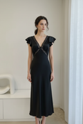 Woman’s Silk V-Neck Bias Cut Midi Dress
