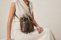 Fendi Mini Mon Tresor FF Calf Leather Bucket Bag Maya Nero Gold Previously Owned Authentic