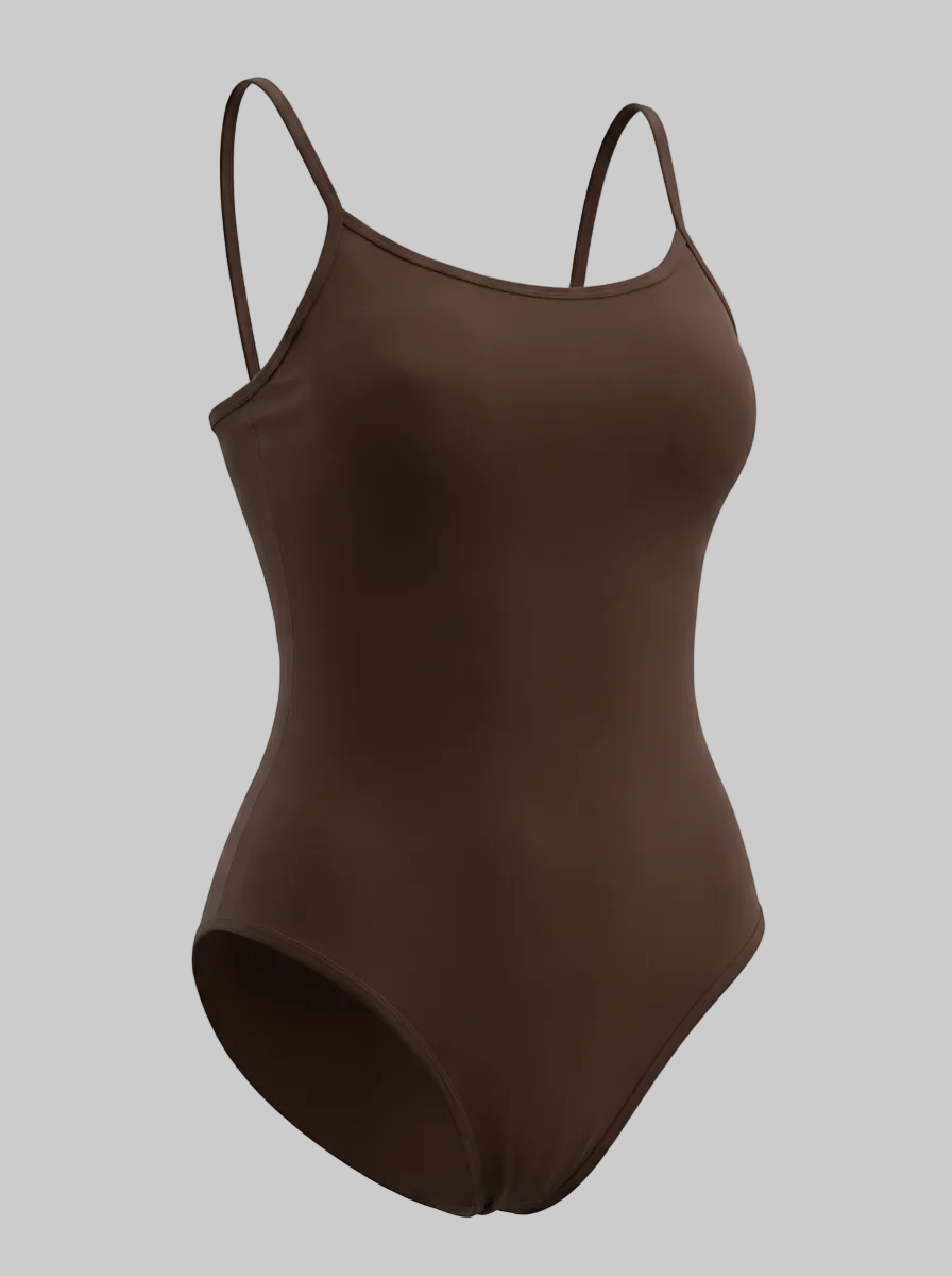 Dark Brown Backless Beaded One-Piece Swimsuit | Curve | L’LUXE Swimwear