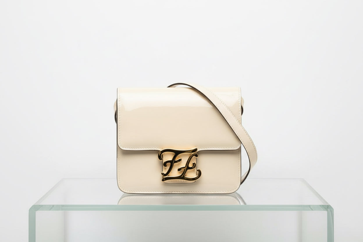 Fendi Calligraphy Patent Leather Shoulder Bag Cream – Previously Owned Great Condition | L’LUXE Authentic’s