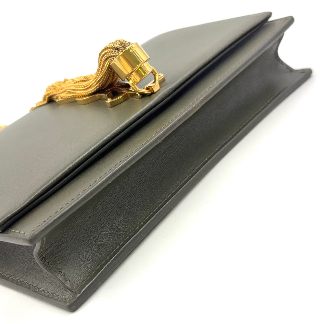 Saint Laurent Kate Chain Wallet Khaki Green Leather Gold – Previously Owned Authentic