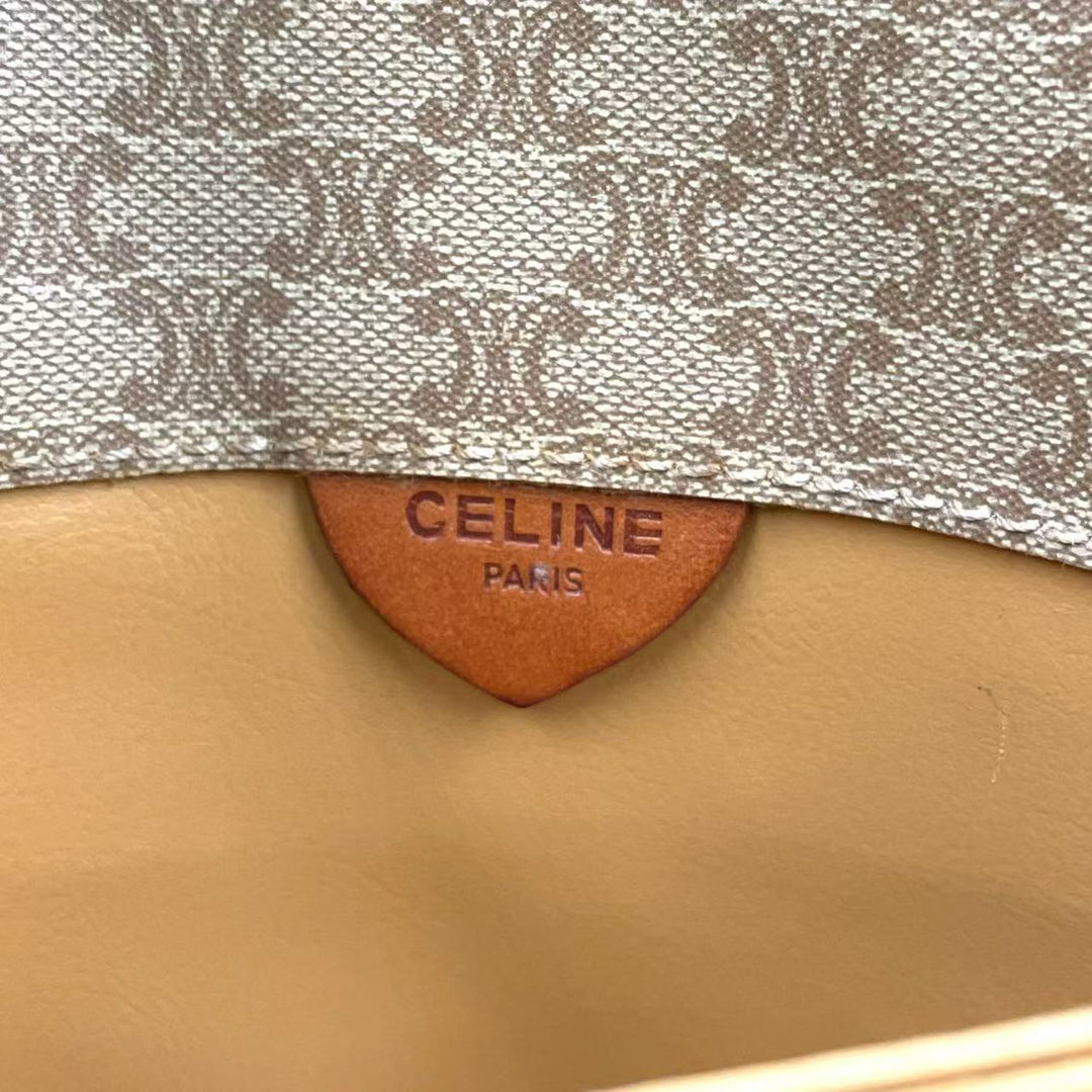 Celine Macadam Pattern Shoulder Bag Beige Coated Canvas Previously Owned Authentic