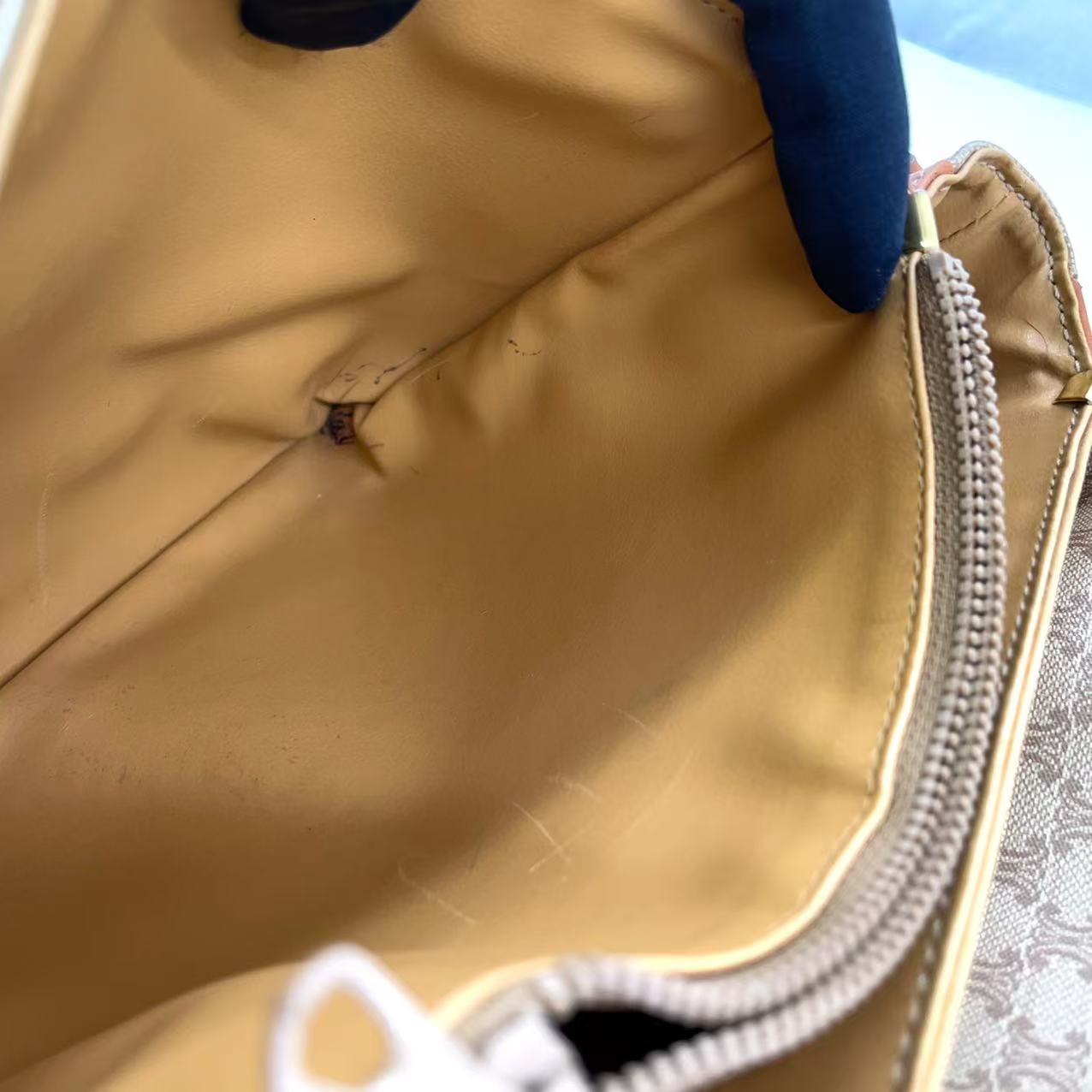 Celine Macadam Pattern Shoulder Bag Beige Coated Canvas Previously Owned Authentic