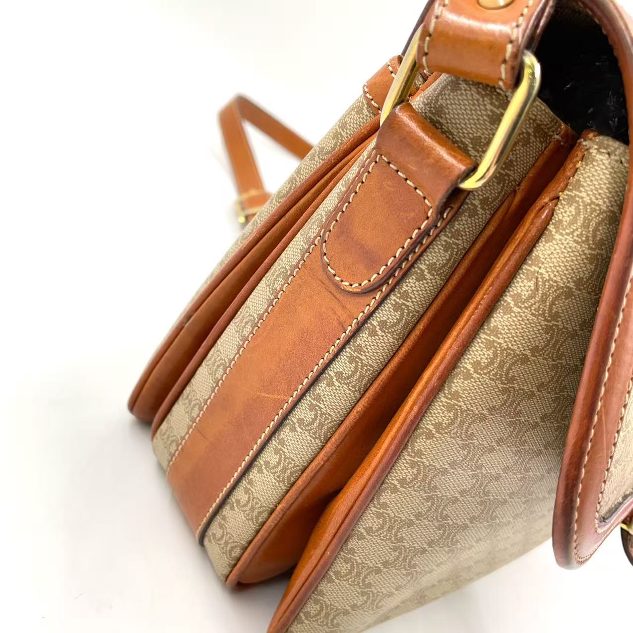 Celine Macadam Pattern Shoulder Bag Beige Coated Canvas – Fair Condition | L’LUXE Authentic’s