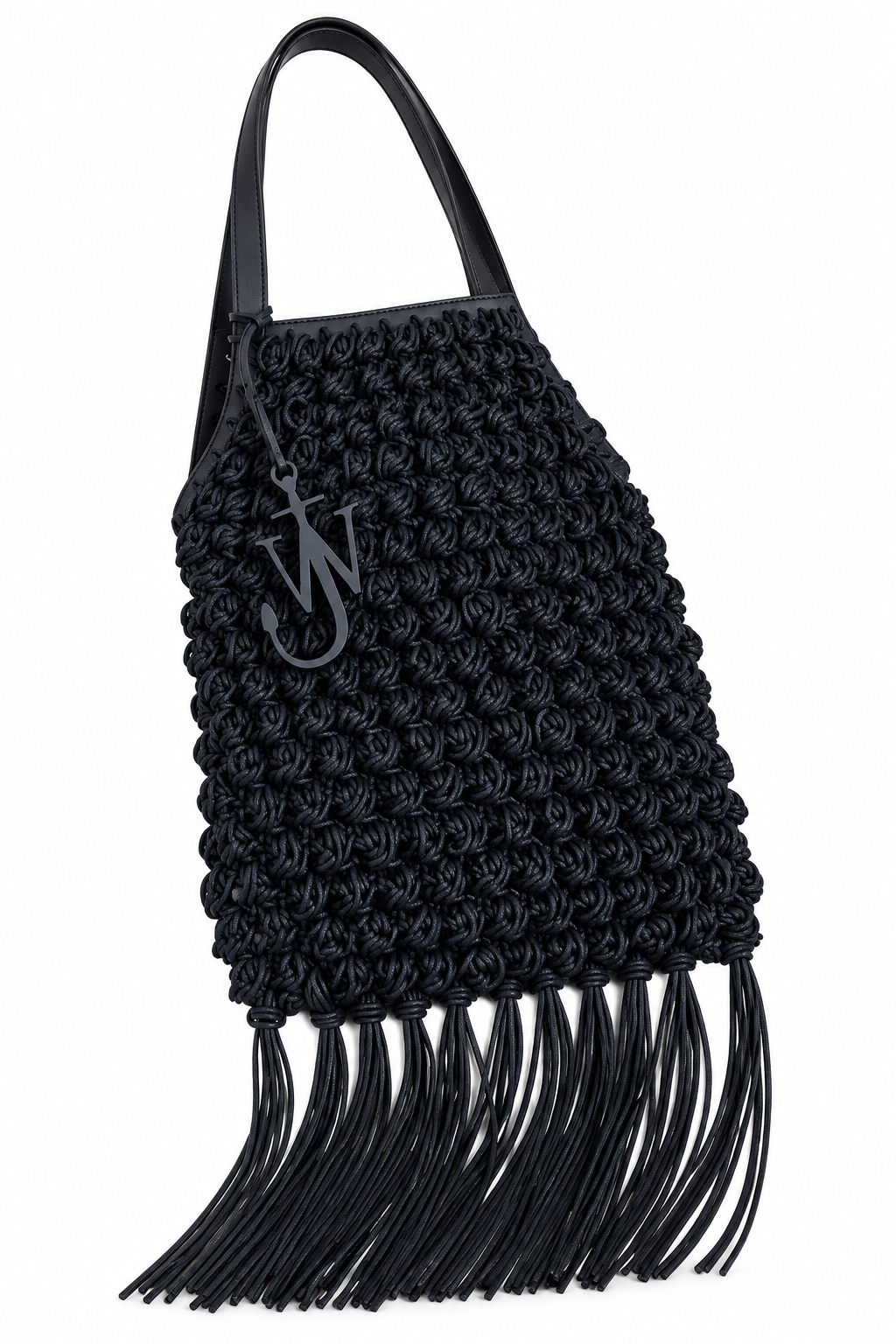 Sac cabas crocheté à franges « Popcorn » JW Anderson – Marine – Authentique – D'occasion