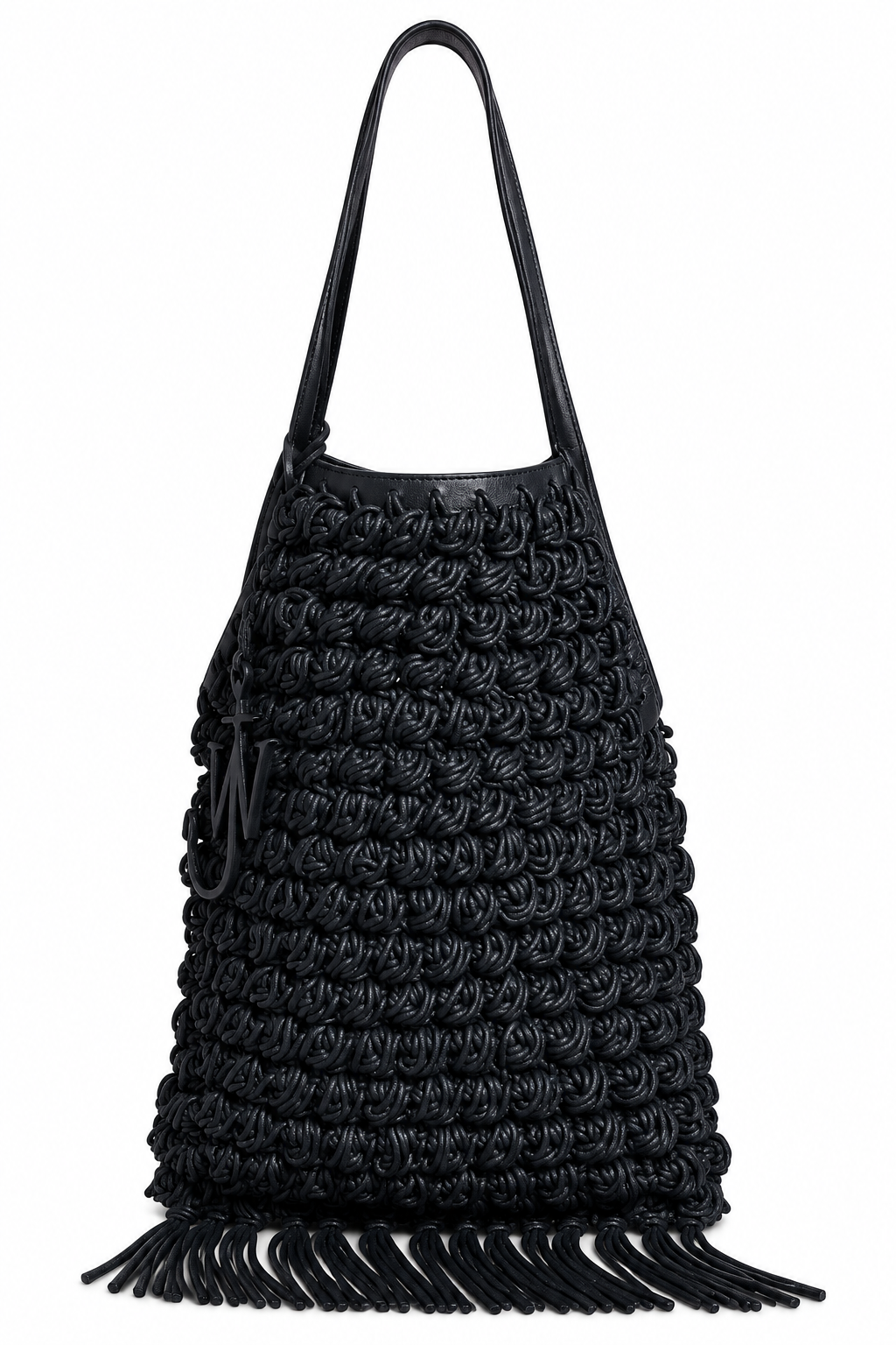Sac cabas crocheté à franges « Popcorn » JW Anderson – Marine – Authentique – D'occasion