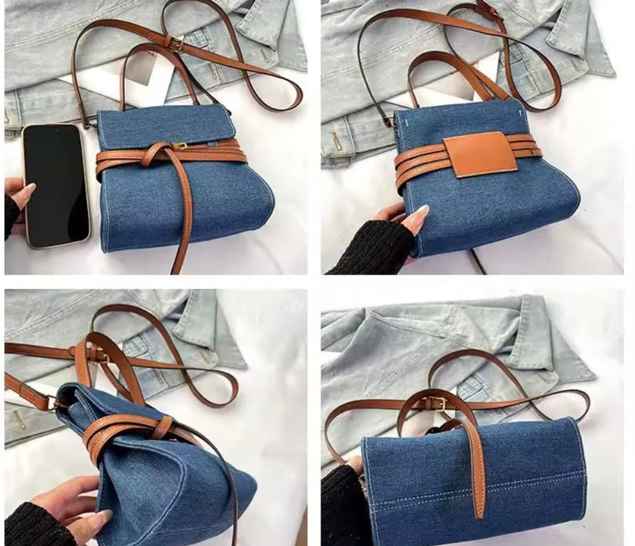 Small Denim Crossbody Handle Bag