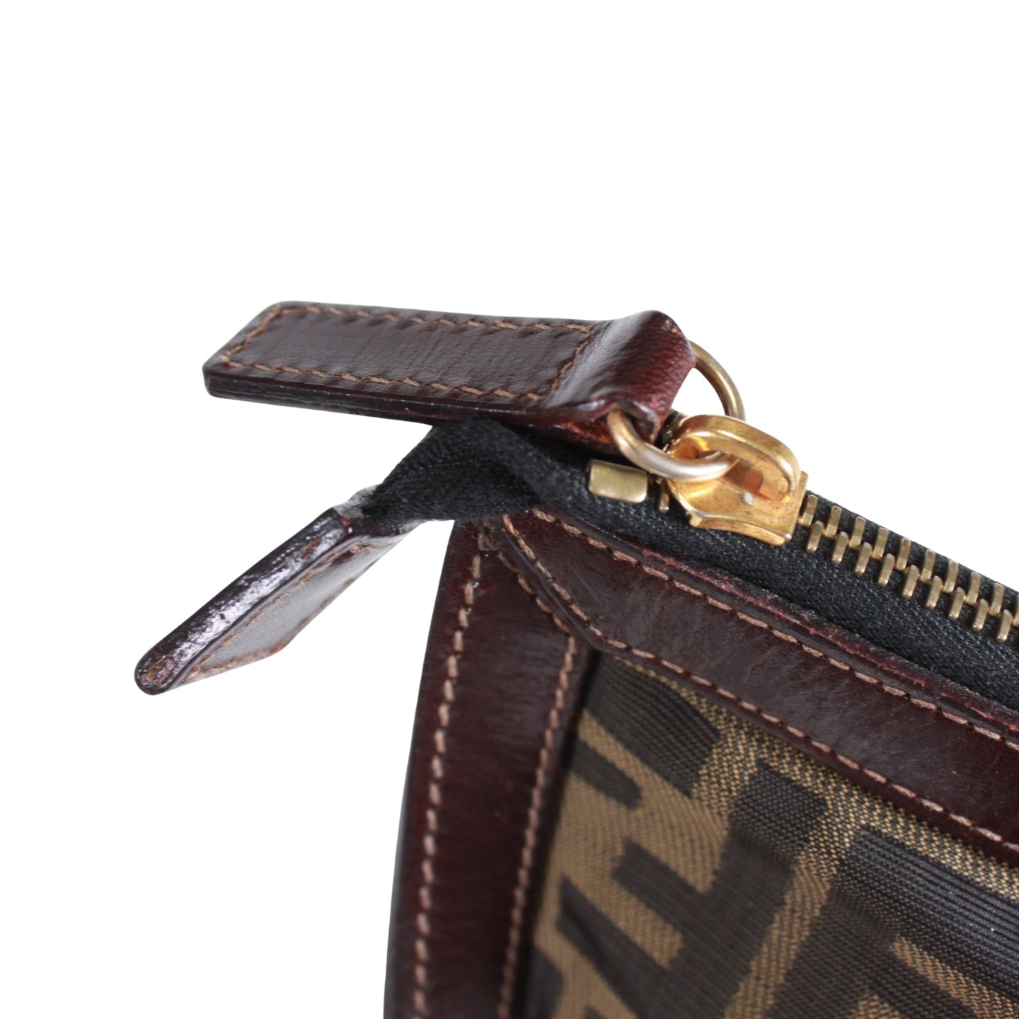 Fendi Zucca Pattern Clutch Bag Canvas Leather Previously Owned Authentic