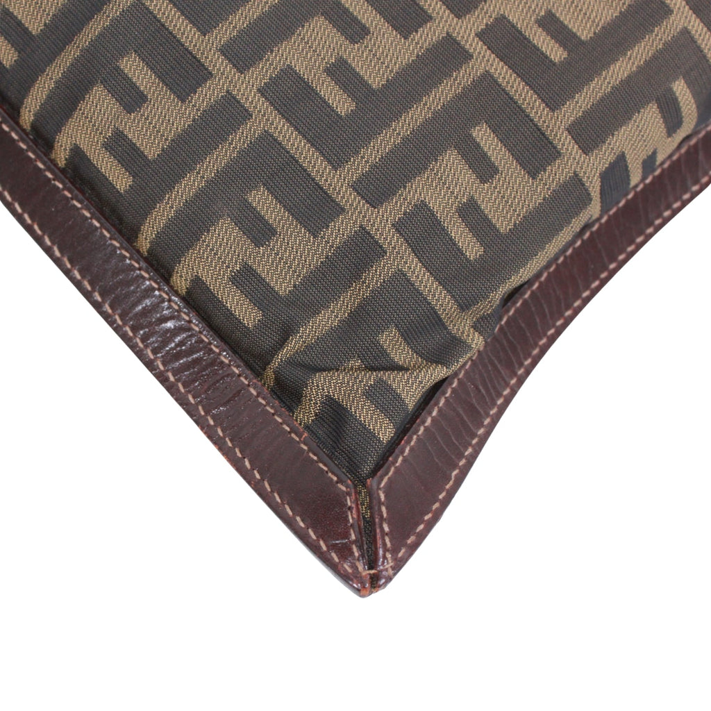 Fendi Zucca Pattern Clutch Bag Canvas Leather Previously Owned Authentic