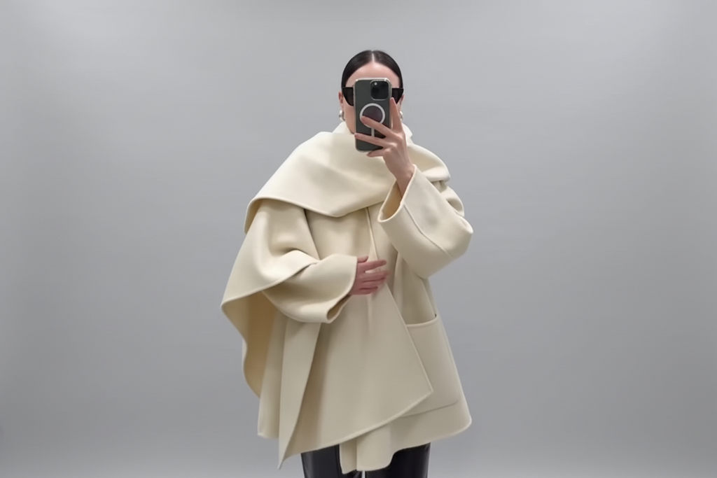 Shawl Collar Cape Jacket – Loose Fit Wool | Coats & Jackets