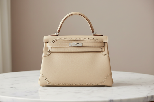 Hermès Kelly 32 Gillies Veau Swift Argile Leather Silver Hardware Pre-Owned – Very Good Condition | L’LUXE Authentic’s