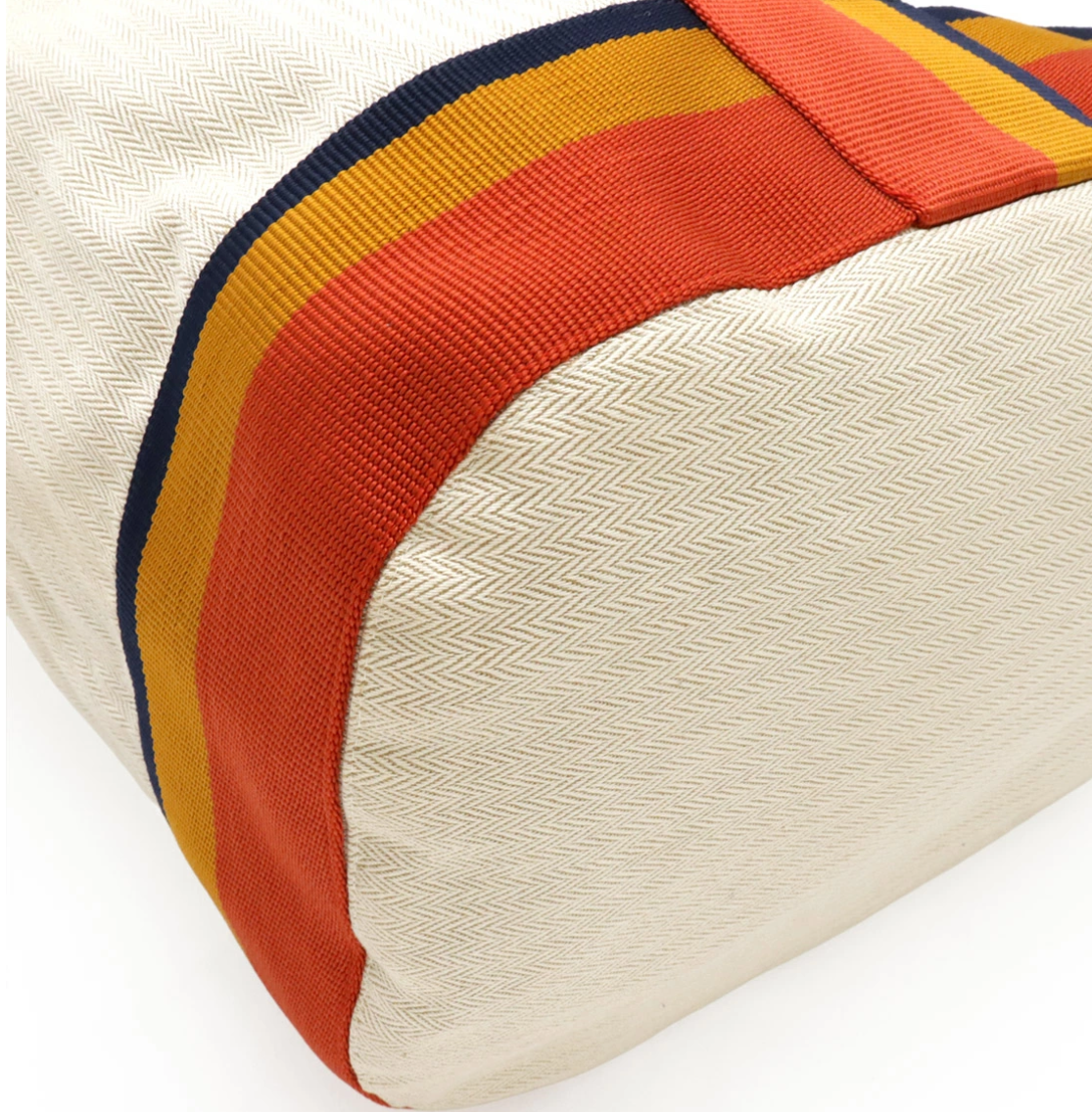 Hermès Cavalier Canvas Shoulder Bag Natural Multicolor Stripe previously Owned Authentic