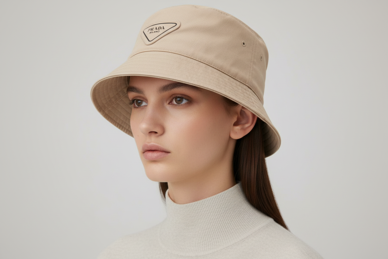 Prada Logo Bucket Hat Cotton Beige Size M – Previously Owned  Authentic