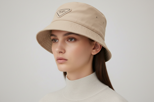 Prada Logo Bucket Hat Cotton Beige Size M – Previously Owned Acceptable Condition | L’LUXE Authentic’s
