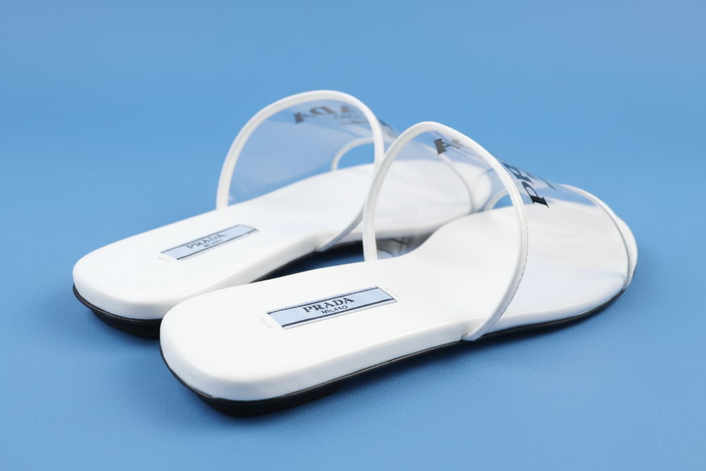 Unused Prada Triangle Logo Mule Sandals Euro Size 5.5 Authentic Previous Owned