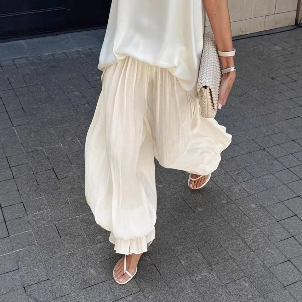 Fluid Pleated Balloon Pants for Women