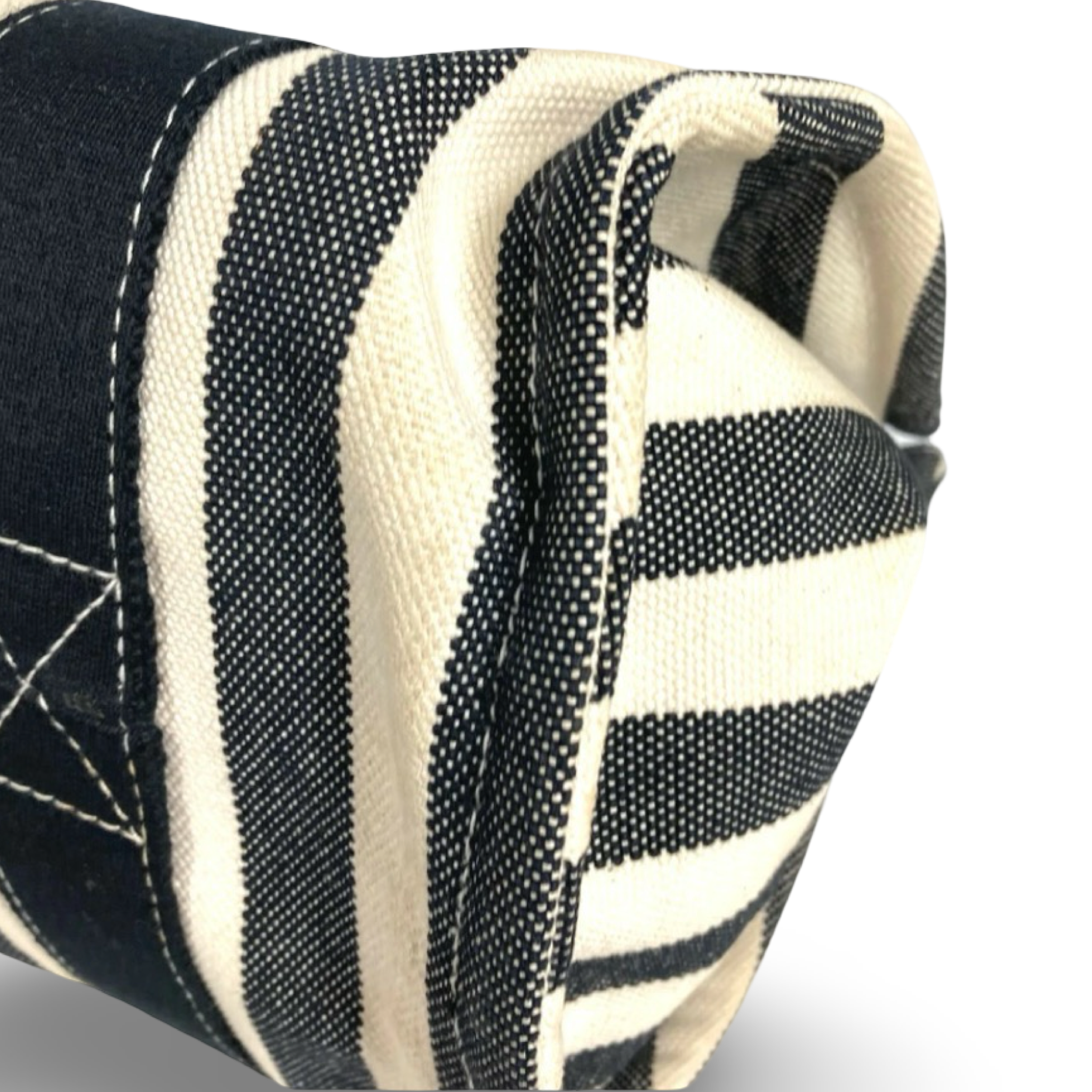 Hermès Cannes PM Border Cotton Canvas Tote Black White Previously Owned  Authentic