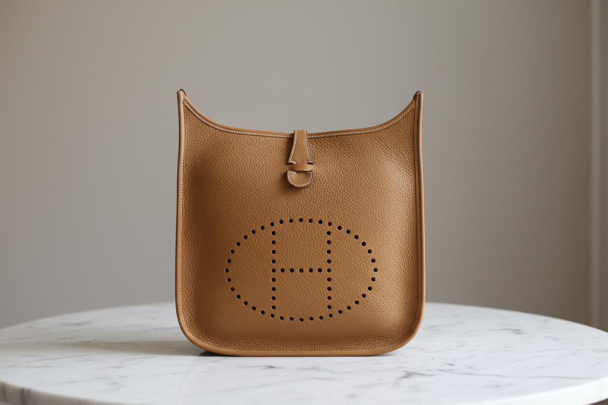 Hermès Evelyne III PM Taurillon Clemence Gold Leather – Pre-Owned- Excellent Condition | L’LUXE Authentics